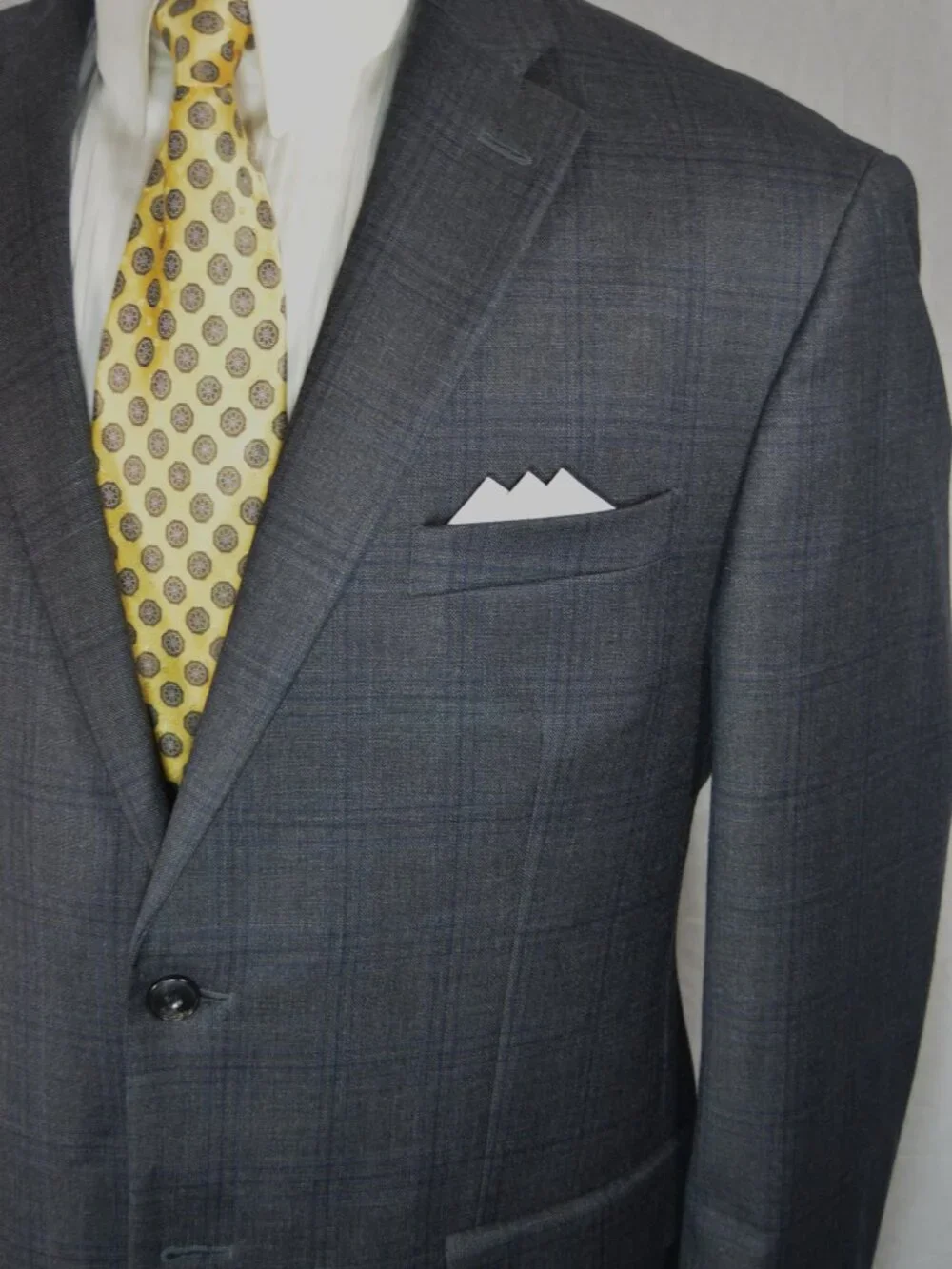 Jos A Bank 1905 Suit Mens 43 R Slim Fit Gray Plaid 2Pc Wool Blend 36 x 31